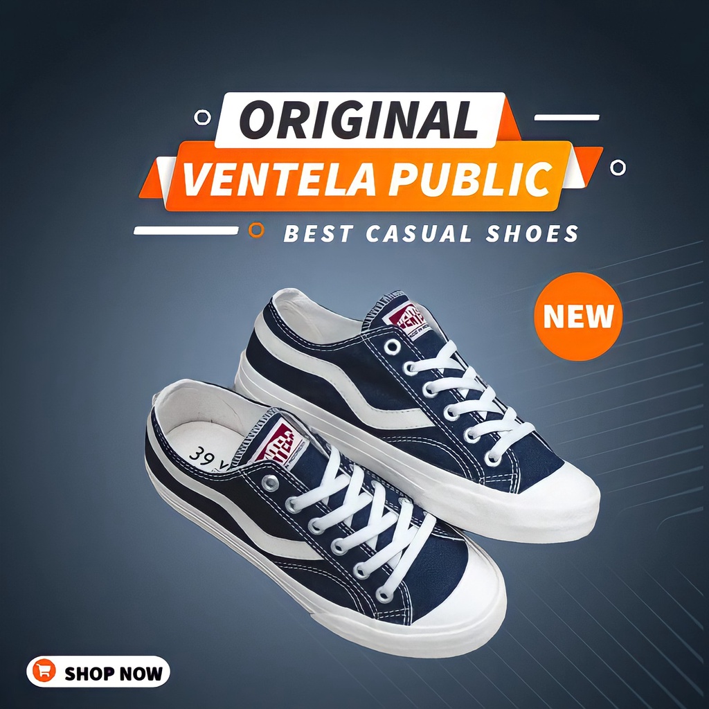 Sepatu Ventela Public Low Navy Sneakers Local Ventella Original Shoes Casual Premium Quality