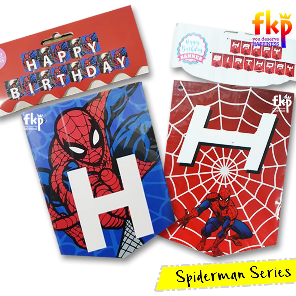 Banner HBD  Spiderman AVENGER DORAEMO / Bunting Flag Happy Birthday KarakterN Decor