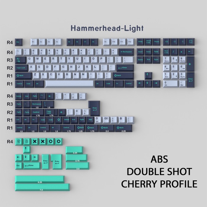 KEYCAPS ABS HAMMERHEAD LIGHT CHERRY PROFILE MECHANICAL KEYBOARD