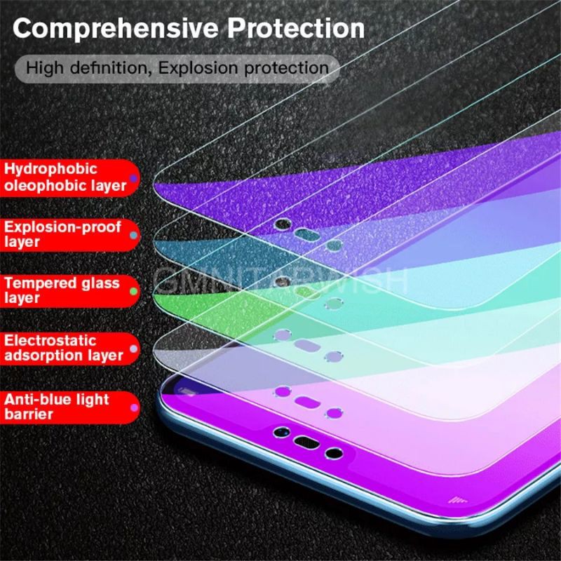 Tempered Glass TG Screen Guard Anti Gores Blue Light Redmi 9 / 9A / 9C full Layar Protector Premium