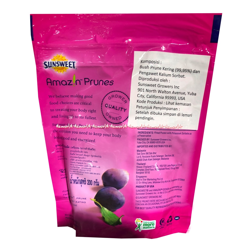 Sunsweet Amazin Prunes Pitted 200g Buah Plum Kering Sun Sweet Amazing Untuk Menurunkan Berat Badan Prune