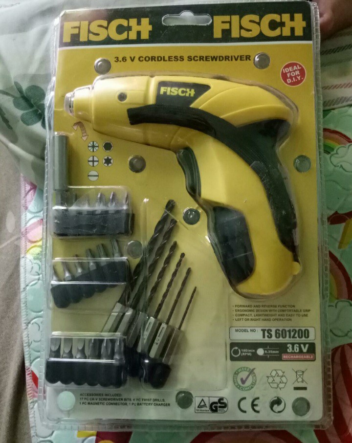 Cordless Screwdriver/mesin Obeng/mesin Bor Portable Fisch Ts 601200