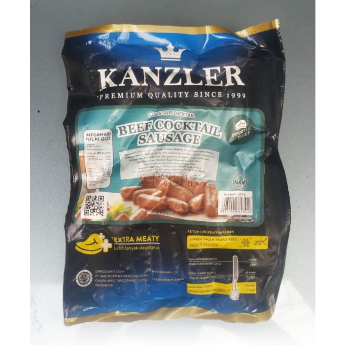 

Kanzler Sosis Sapi Beef Cocktail Sausages 500 Gram