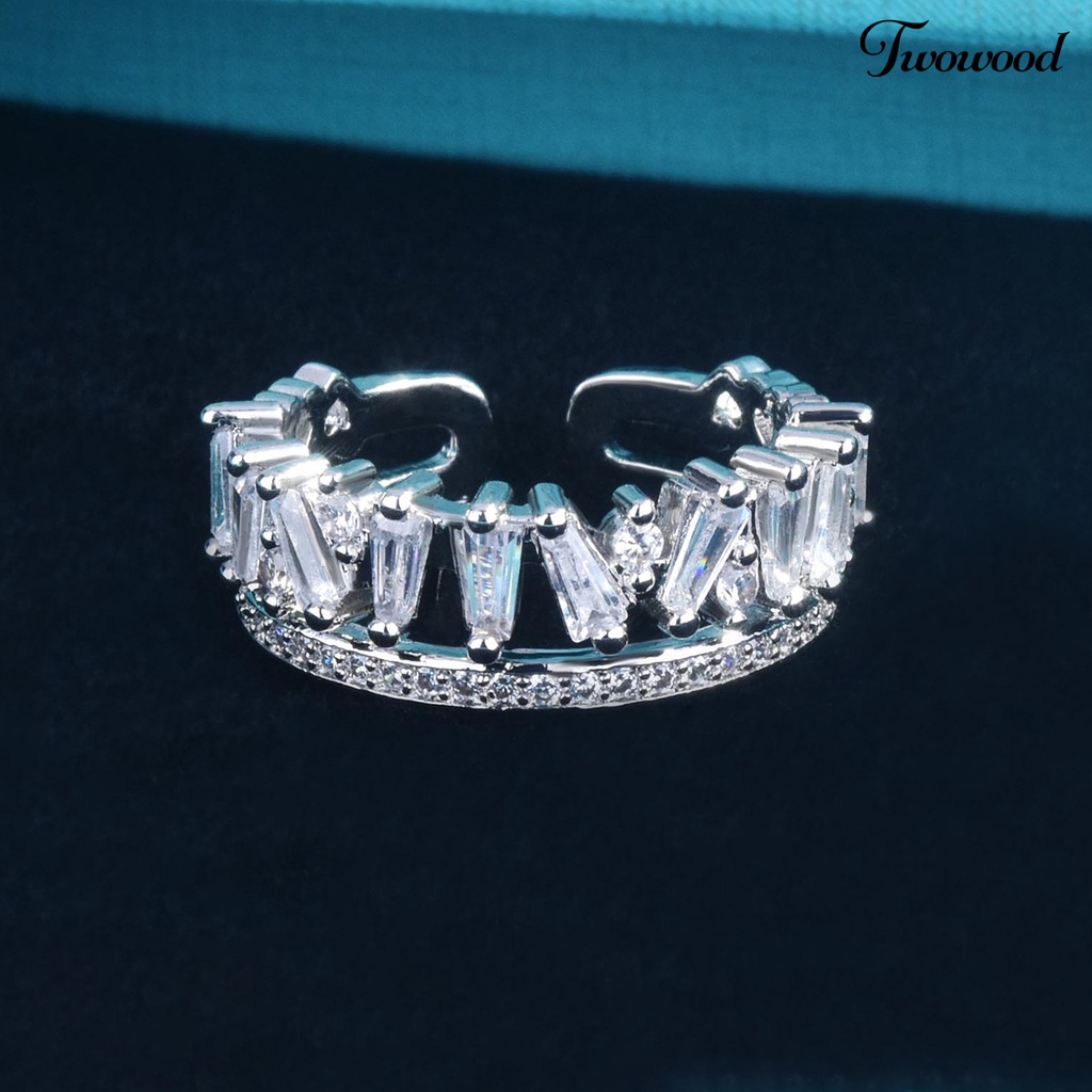 Cincin Berlian Imitasi Model Double Layer Adjustable Untuk Wanita