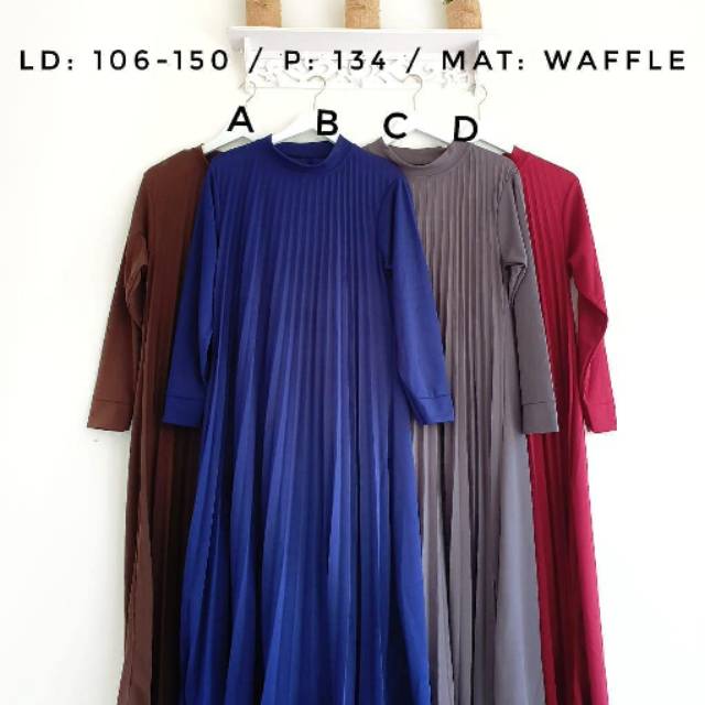 LONG DRESS PLISKET LENGAN PANJANG / MAXI DRESS LENGAN PANJANG