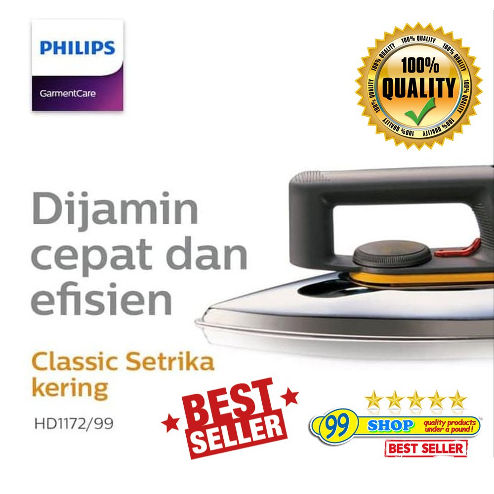 SETRIKA PHILIPS ELECTRIC DRY IRON CLASSIC HD 1172 / PHILIPS HD1172 SETRIKA