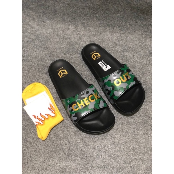 SANDAL SLIDE CHECKOUT ARMY PRIA WANITA