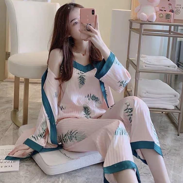 2.2 Year Sale JC Set Kimono 3in1 Satin Import PP / Set piyama 3in1 premium / Piyama wanita import  ,