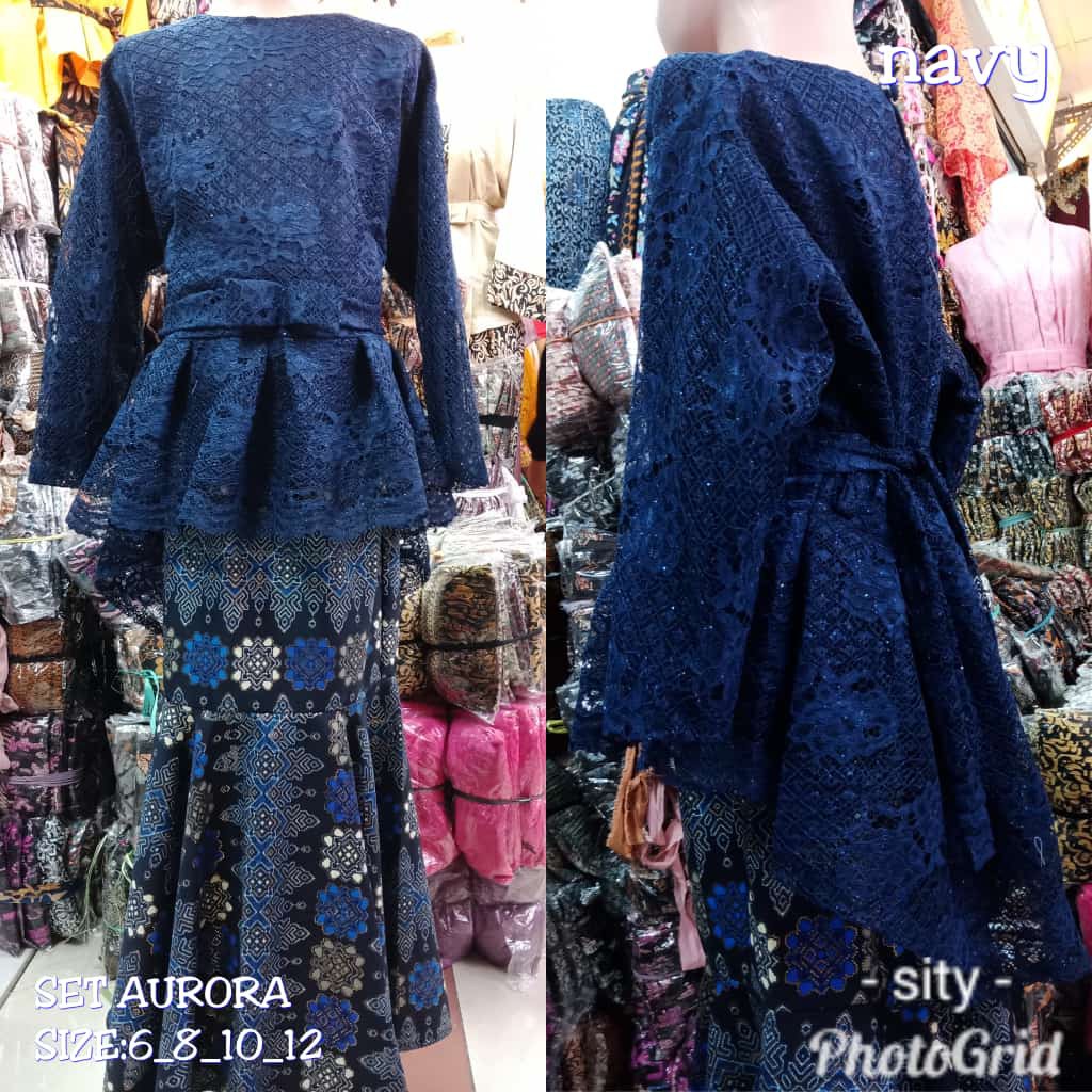 Stelan Atasan Prislia Kebaya Kartini Blouse Brukat Dan Rok Duyung Batik Jumbo Anak Perempuan