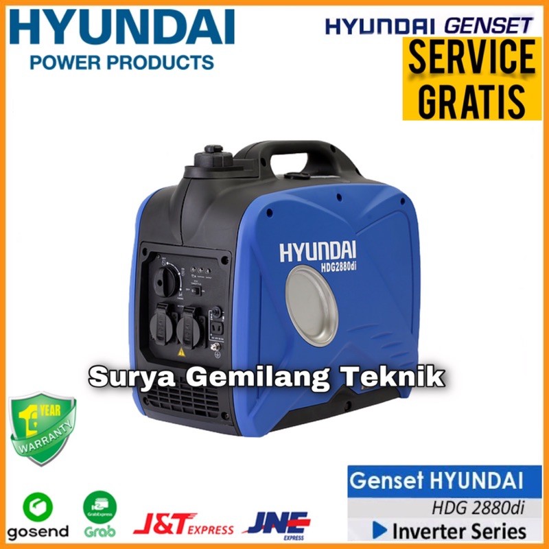 Genset inverter Silent Hyundai Portable 2000 watt HDG 2880 di