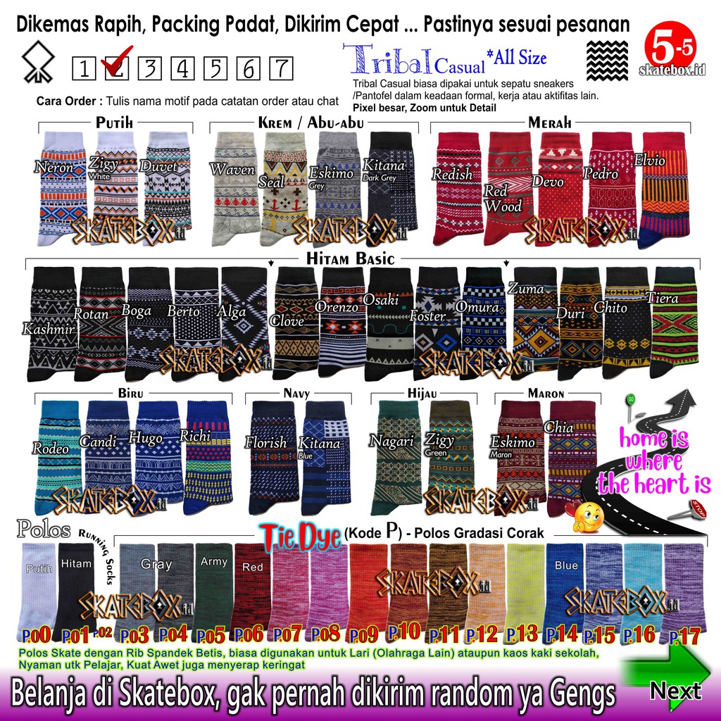 SKATEBOX PREMIUM SESUAI PILIHAN Kaos Kaki Old School Motif Sneakers Terbaik Skate Indie Tribal-5