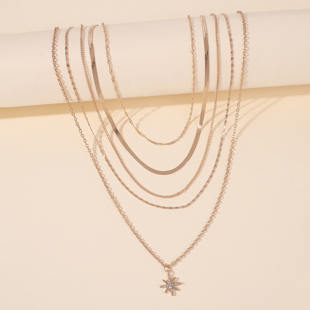 AZ214 Kalung Rantai Choker Multilayer Dengan Liontin Gaya Korea Untuk Wanita / Kalung Choker Gaya Retro