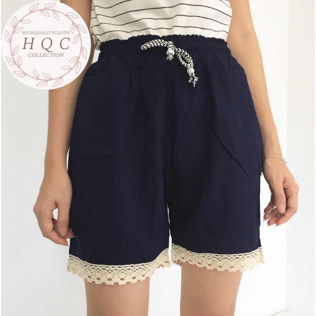 CELANA PENDEK WANITA JUMBO Celana Pendek Polos Santai Wanita Renda Casual Rayon  CELANA PENDEK WANITA SANTAI VARIASI RENDA