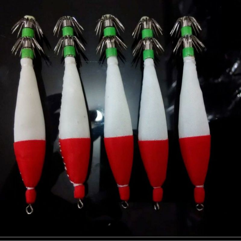 umpan pancing cumi apollo 4inci 3 mata pancing body hijau perpack isi 5 pcs