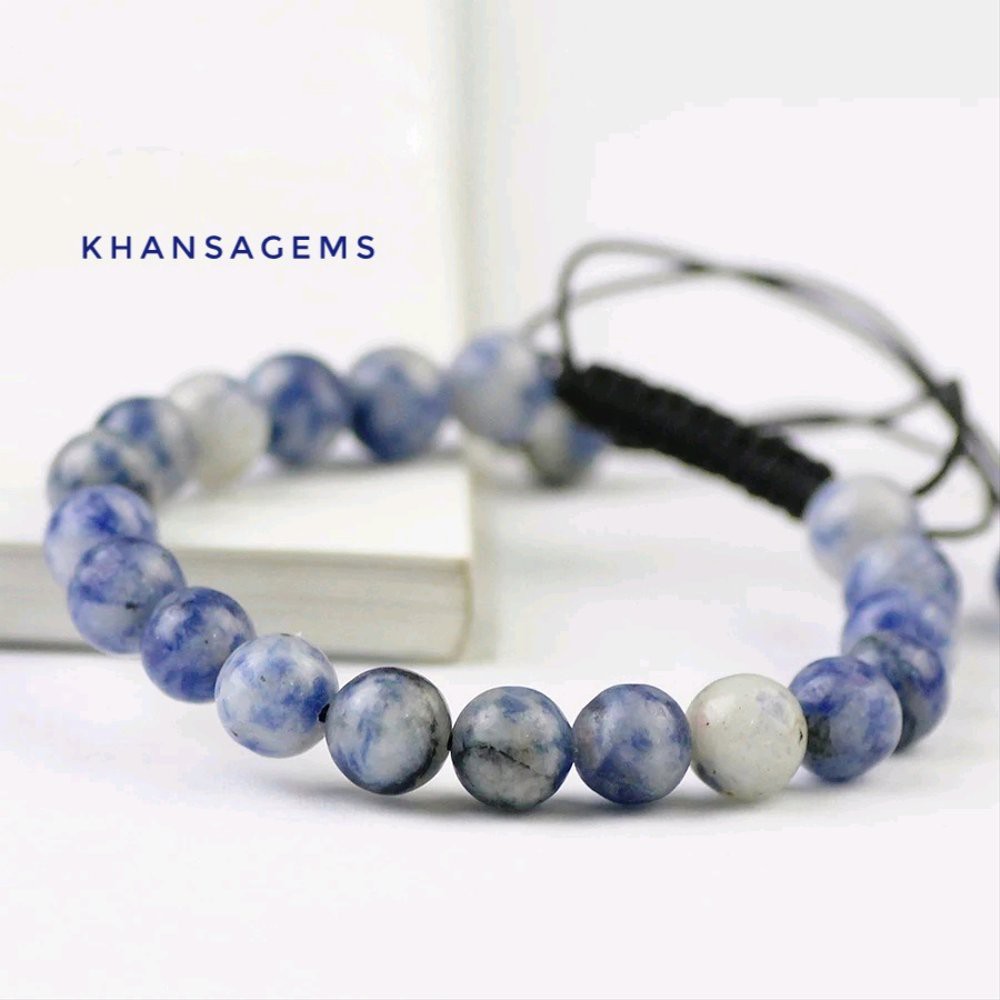 Gelang Batu Natural Giok Anabel Sodalite  Tali Shambala