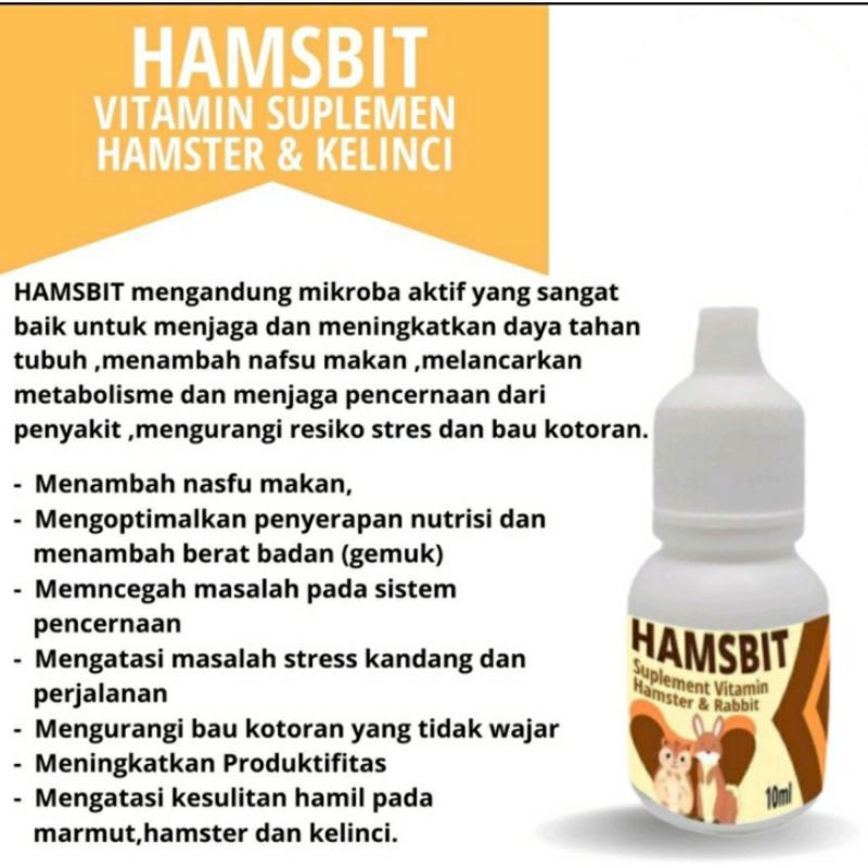 Vitamin Hamster Multivitamin Daya Tahan Tubuh Hamster Kelinci Guinea Pig 10 ml