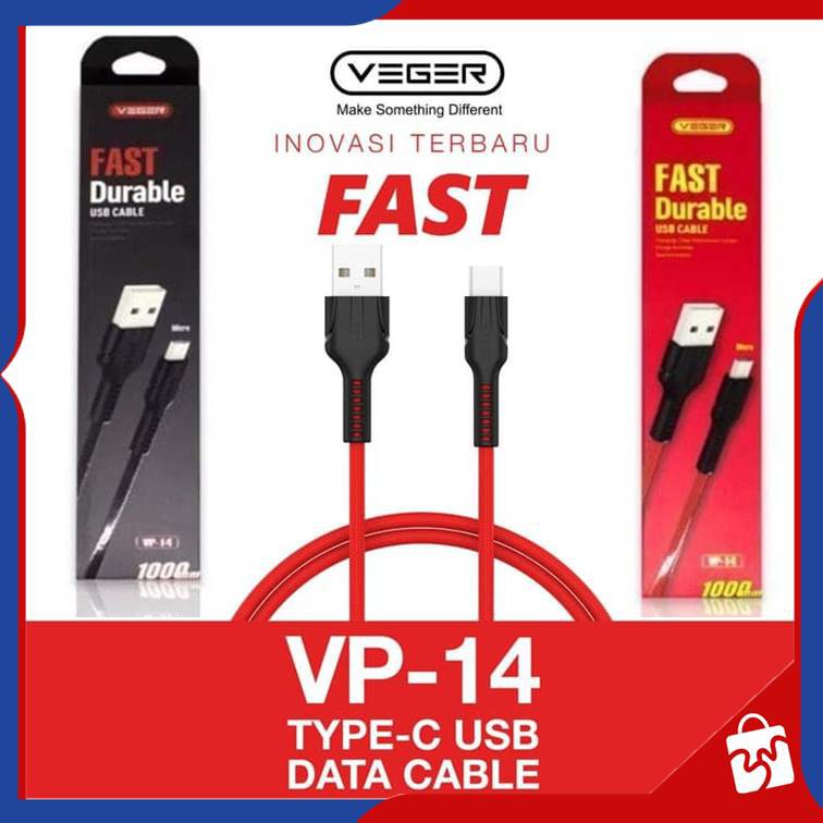 Kabel Data VEGER VP-14 Fast Charging 2.4 A MICRO USB / TYPE C Ori