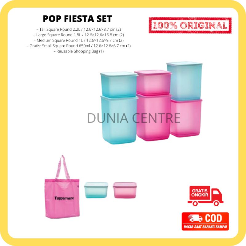 PROMO TUPPERWARE TOPLES POP FIESTA SET FREE ORIGINAL
