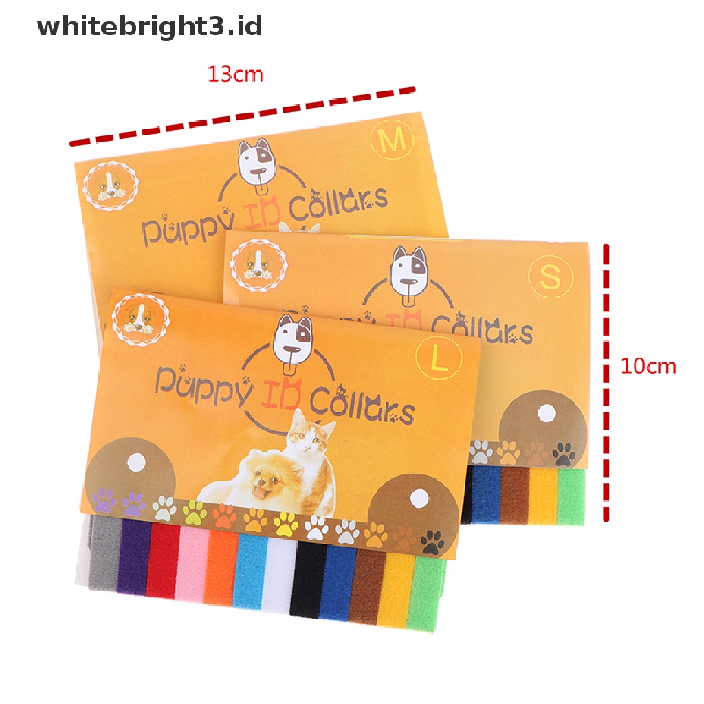 {whitebright3.id} 12 Pieces/Set Puppy Newborn Pet Recognition Collar Kitten Necklace Puppy Collar ,