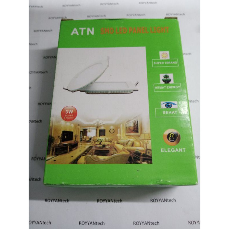 Lampu LED panel plafon 3W putih
