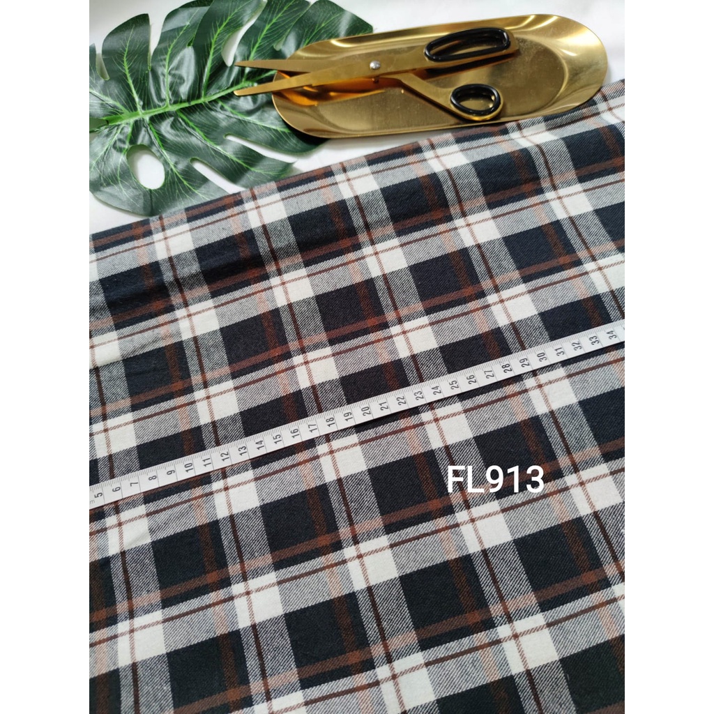 HITAM PUTIH kain flanel bahan kotak katun yarndyed harga per 0.5meter/kain meteran happychild