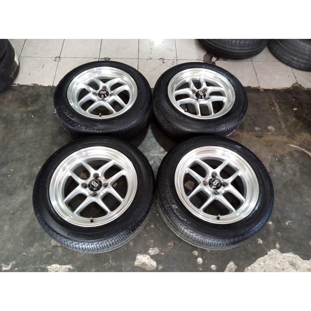velg seken bekas enkei ring 15x6,5 pcd 4x100 seken murah plus ban 185 60 r15 enkei