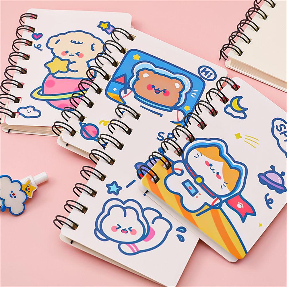 Lanfy Astronot A7 Notebook Portable Kawaii Sekolah Kantor Supply Mini Pocket Book Stationery Diary Buku Kartun Coil Notebook