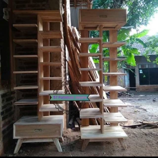 Rak Hias Ruang Tamu Jati/Rak Boneka/Rak Tempat Pot Bunga dan Tanaman Hias Mentahan