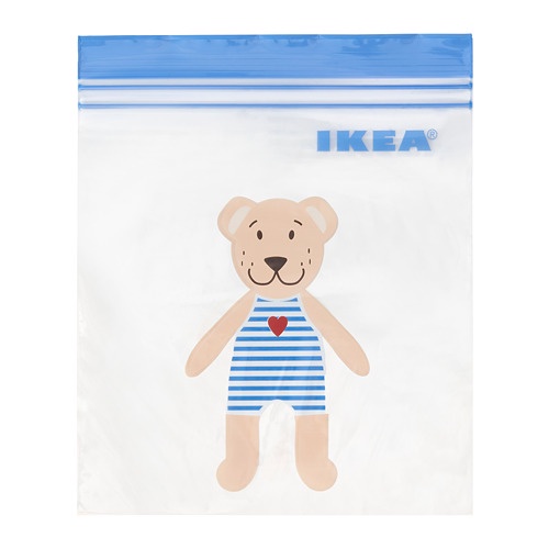 Isi 25 Pcs Kids Bear Zip Resealable Plastic Bag Kantong Plastik Tutup Biru 1 Liter Wadah Makanan Snack Ringan Anak Aman dalam Freezer