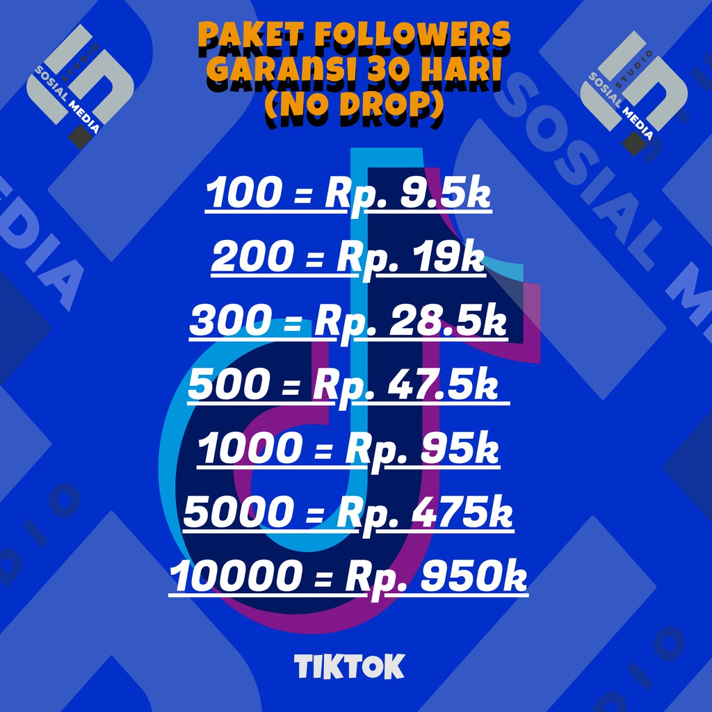 Jual Followers TikTok Garansi 30 Hari (No Drop)