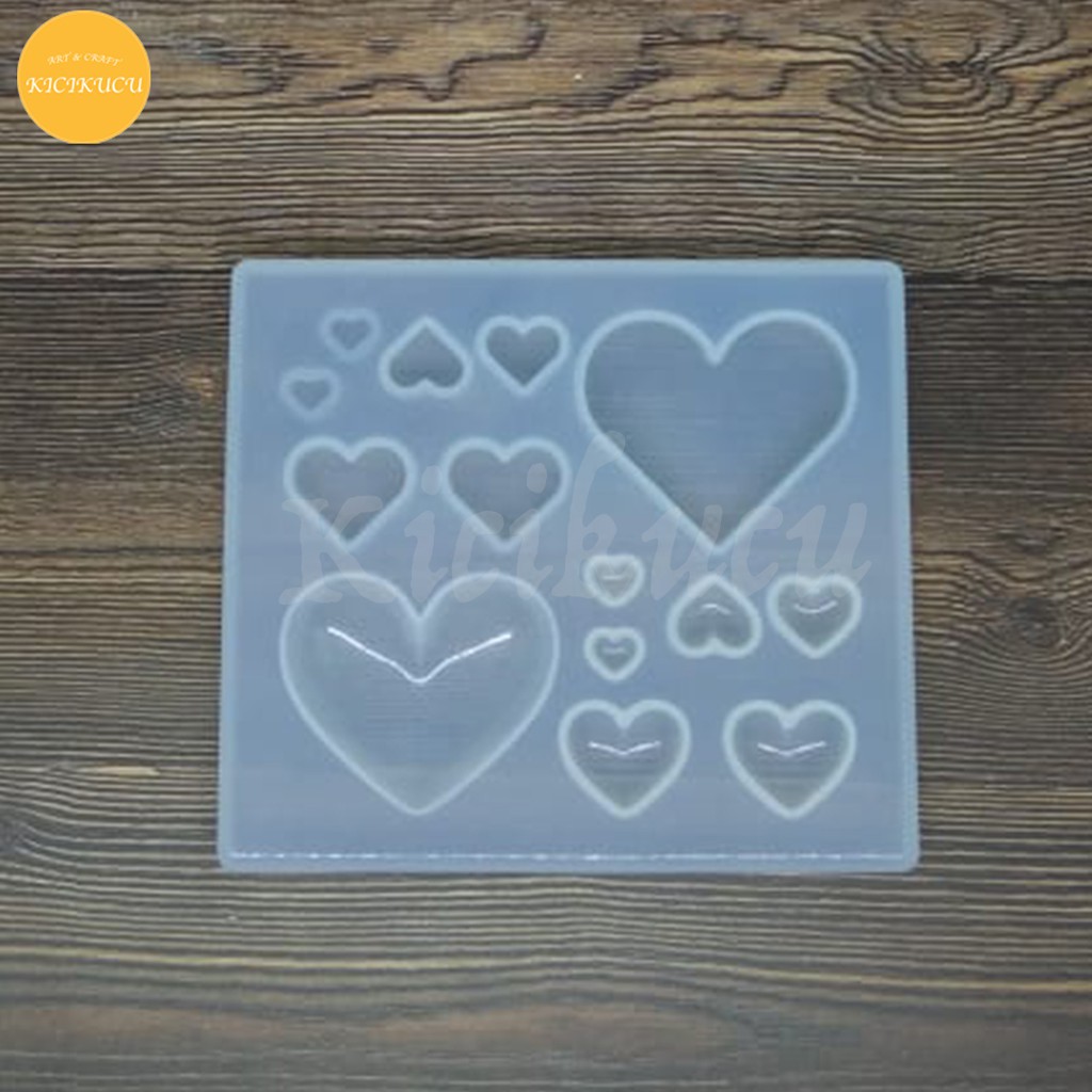 Cetakan Silikon / Cetakan Resin Heart Love Hati berbagai ukuran