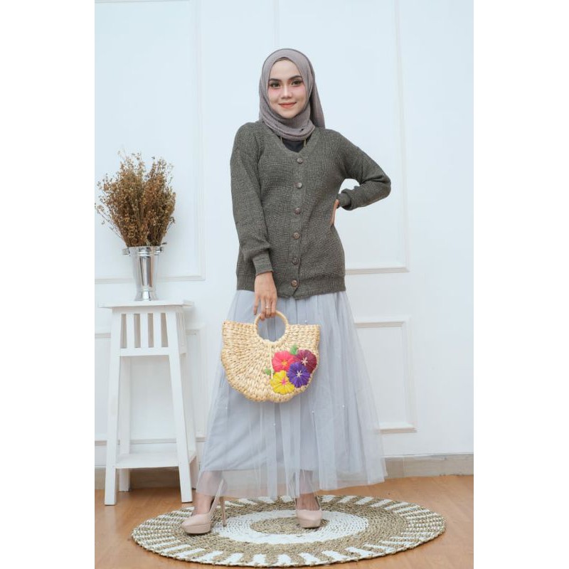 Cardi rajut - rajut salur - cardi salur - cardi panjang rajut - Gempita Cardi