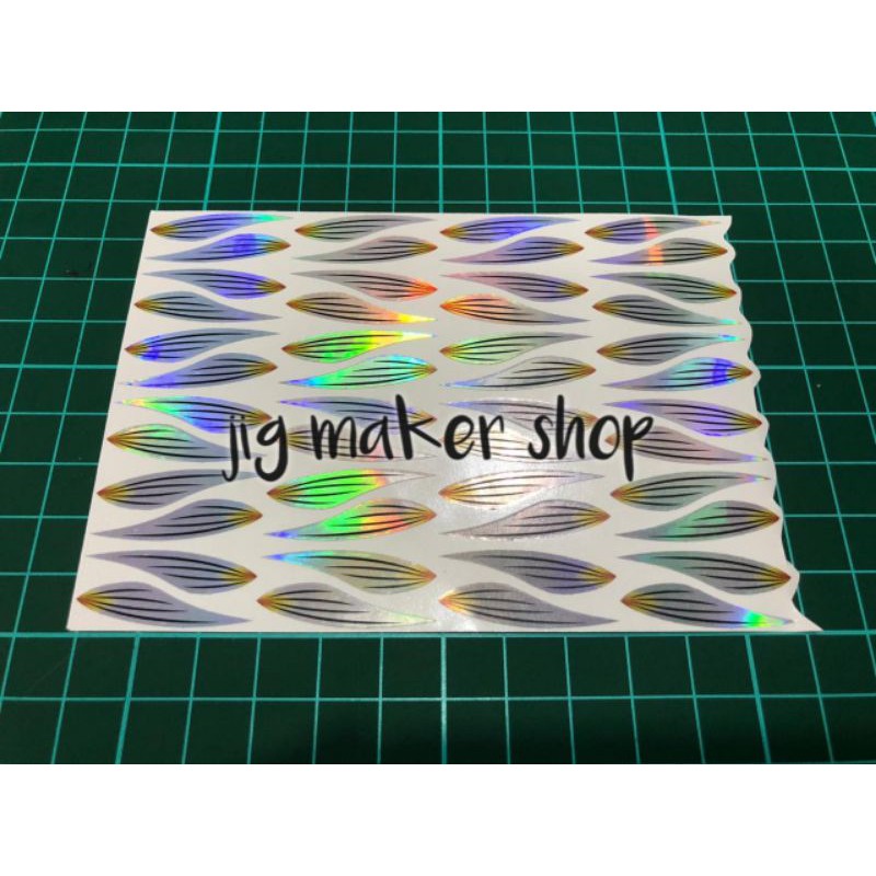 sticker sirip ikan hologram, OVAL, isi 48 PCS/ 24 PASANG