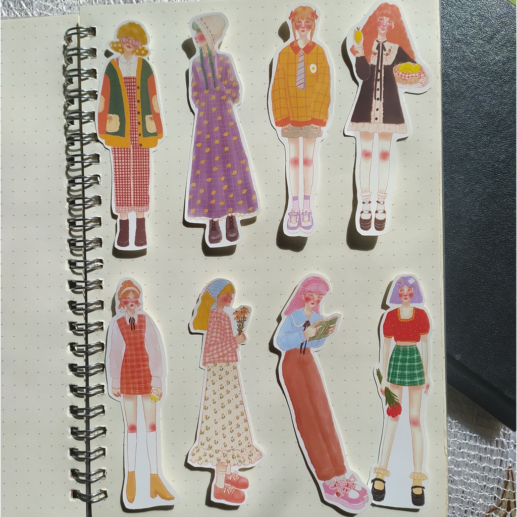 

Adorable girls illustration sticker pack for planner and bullet journal