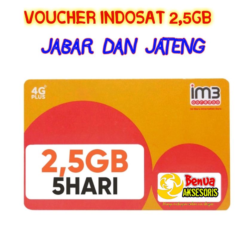 VOUCHER INDOSAT 2,5GB VC INDOSAT OOREDOO 2.5GB 5HARI VOCER IM3 OOREDOO 2,5GB 5HARI JABAR JATENG