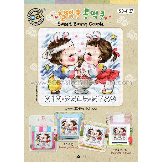 Paket DIY Craft Sulam Kristik / Cross Stitch Sodastitch SO-4137 - Sweet Bunny Couple