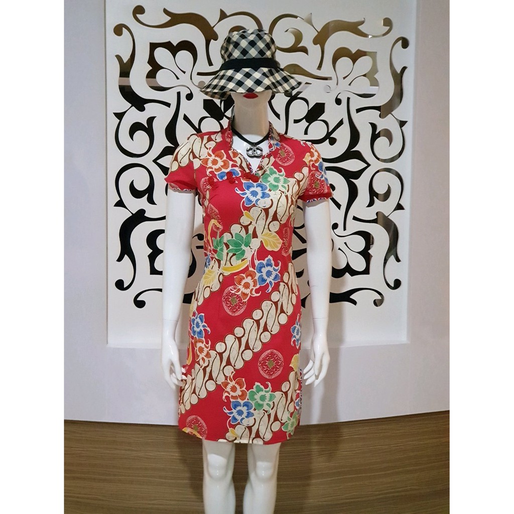 Baju Fashion Wanita Terusan Cheongsam Qi Pao Mini Dress Imlek Chiphaw Import