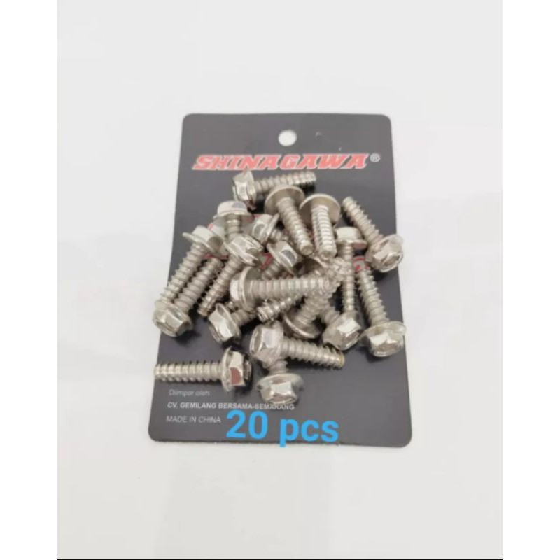 baut body probolt Heng Yamaha chrome 2 kunci 1 box isi 20pcs