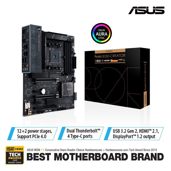 ASUS ProArt B550 Creator AMD AM4 B550 ATX Content Creator Motherboard