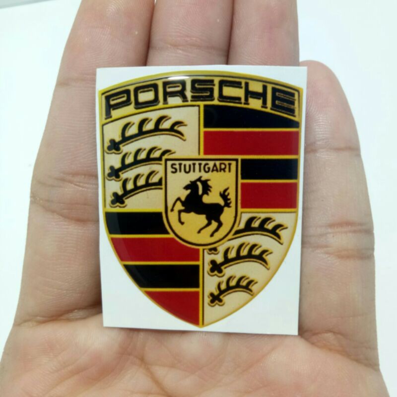 Emblem stiker timbul resin lentur logo porsche