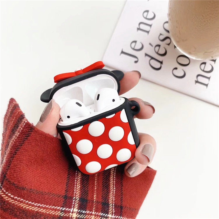 I12 Casing Silikon Motif Kartun Mickey / Minnie Mouse Untuk Simpan Earphone Wireless Bluetooth Apple Airpods