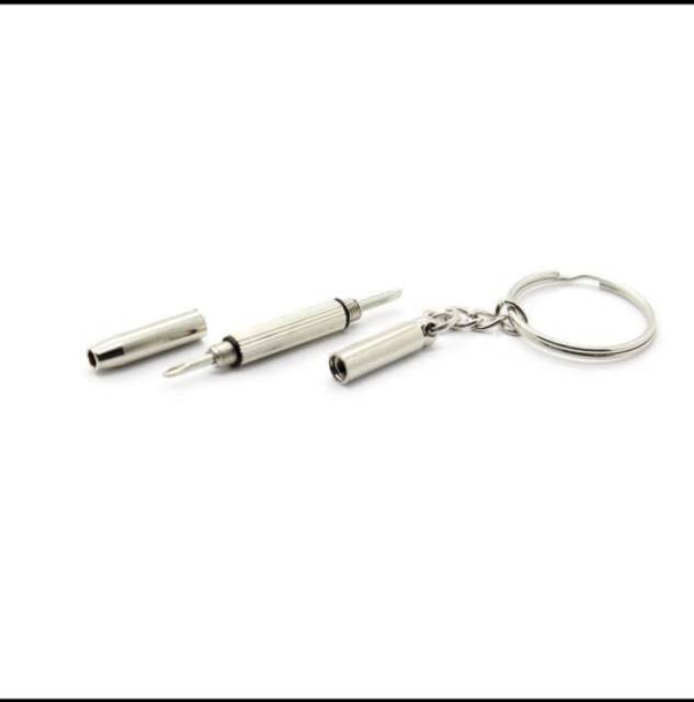 gantungan kunci obeng plus minus mini screwdriver keychain 4 in 1