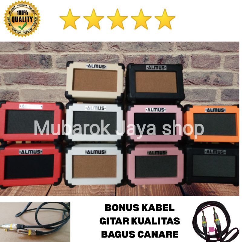 Ampli Gitar Mini Almus bonus Kabel jek canare sdh ada efek distorsi and clean