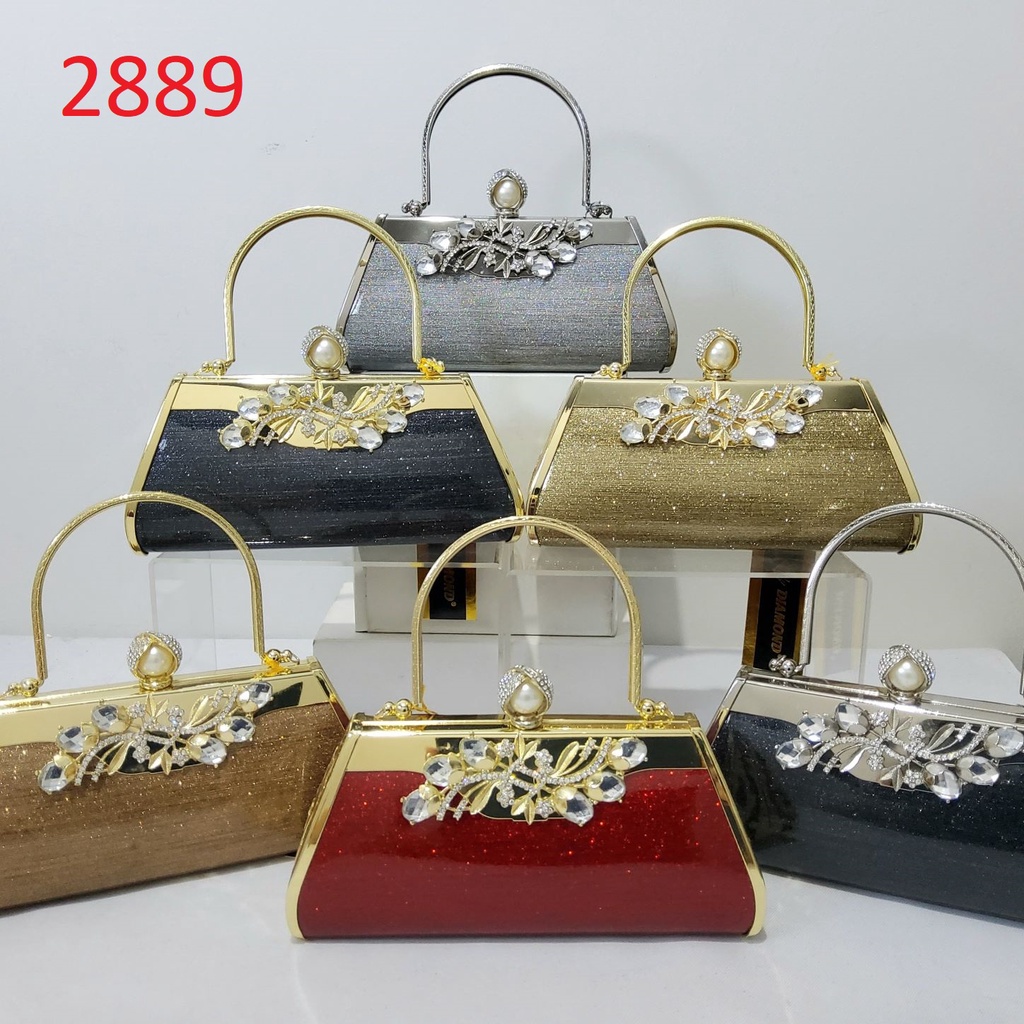 Clutch Pesta Farnell  Kondangan Import Tas Pesta Diamond Cantik Glitter Glossy 2884/2889