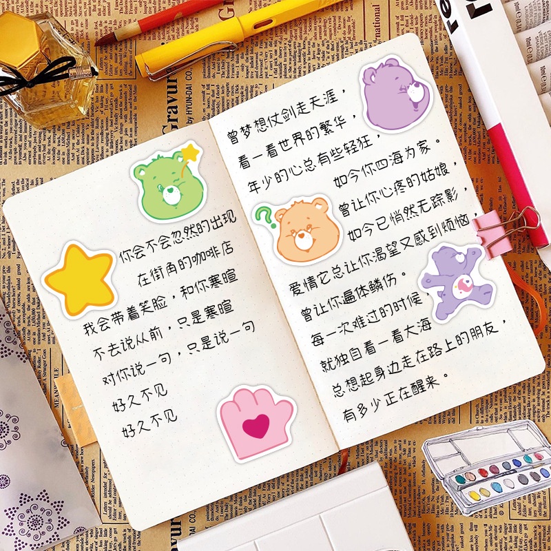 Rainbow stiker beruang colorful bear Jurnal bahan anak-anak lucu cangkir epoxy ponsel case stiker ka