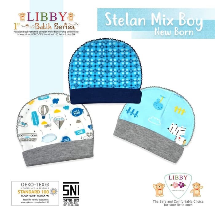 Libby Baby Topi Bulat Newborn 3pc Variasi Motif Topi Bayi Ready