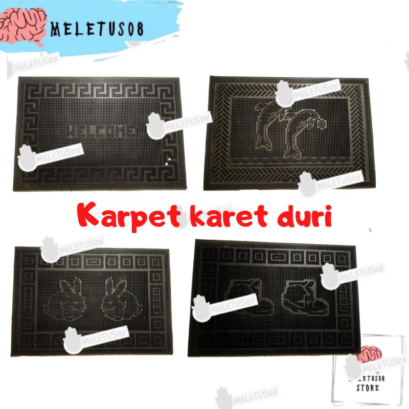 Keset Karet Welcome Anti Slip Karpet Alas Kaki Pintu Kamar Mandi Lantai Licin Tebal AUD Brush Mat