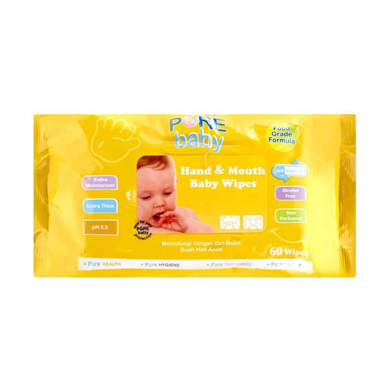 Pure BB Hand &amp; Mouth Wipes Orange Oil Pure Baby Aloe Vera isi 60 Tissue Bayi