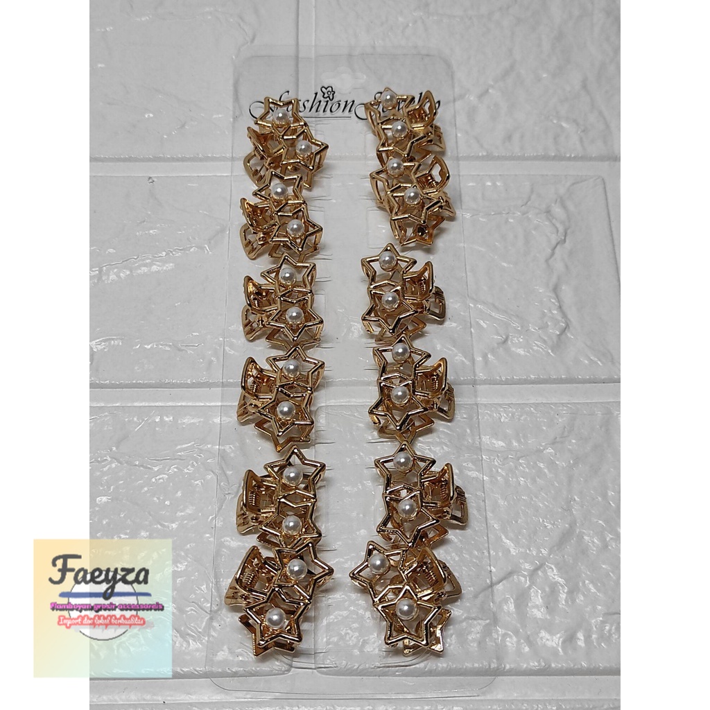 12pcs Jepit Rambut poni mata emas poni