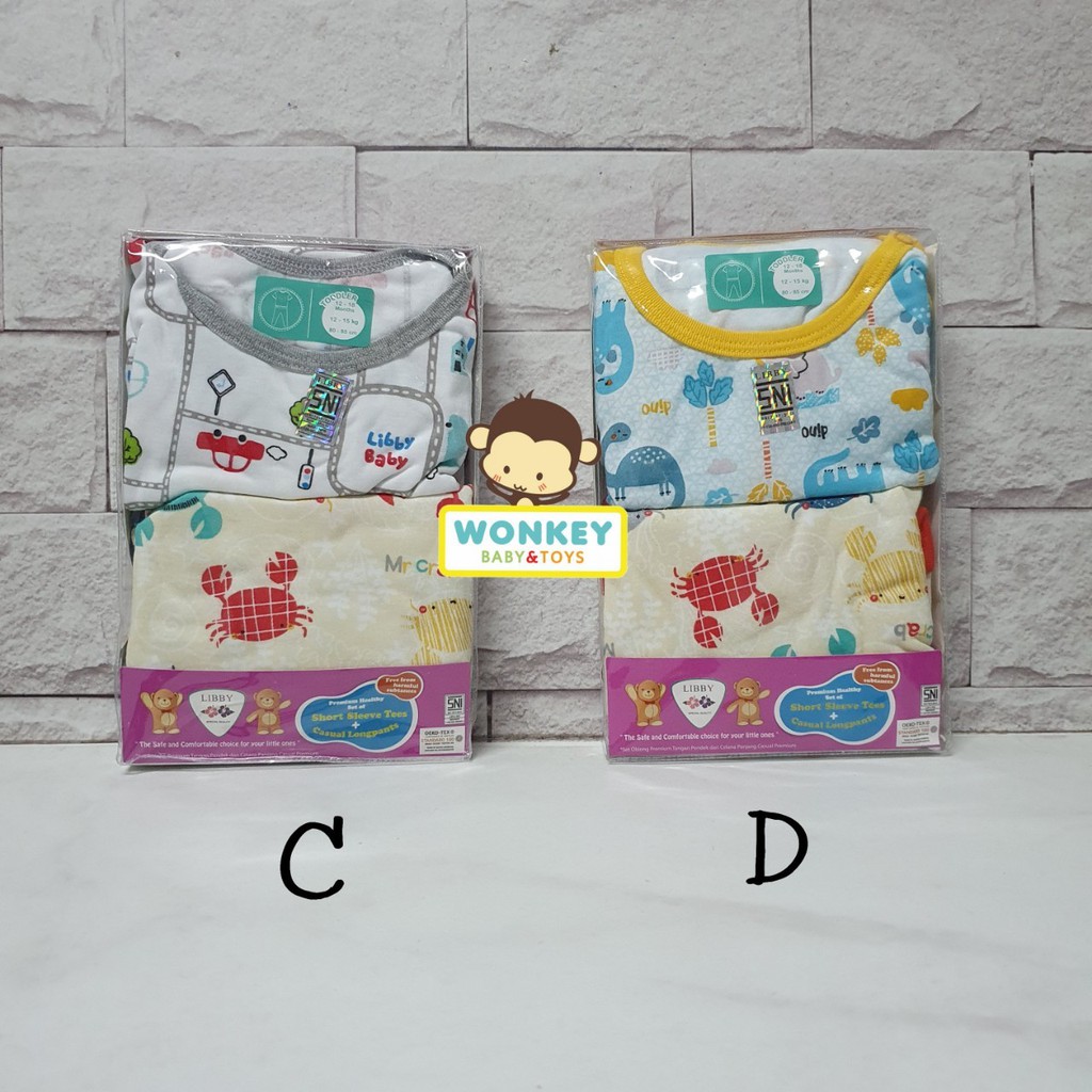 Setelan Libby BOY 12-18mo Shorts Sleeves Tees Dan Longpants Isi 2 Pasang